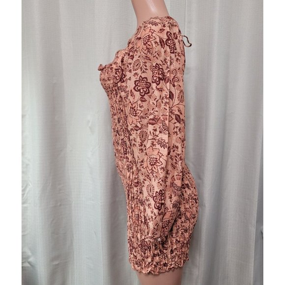 Free People Smock It To Me Mini Dress Women's Size XS Pullover Apricot Combo NWT - Picture 6 of 11